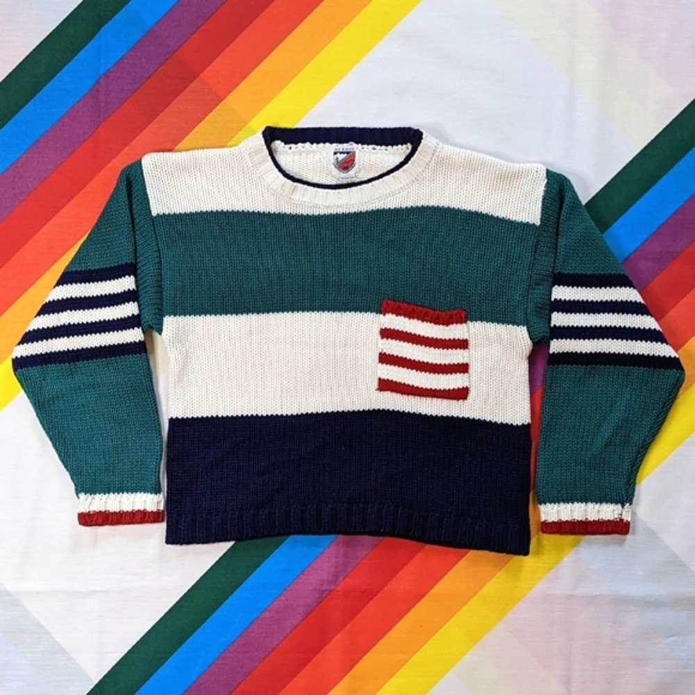 90s Striped Knit Sweater by 62 East